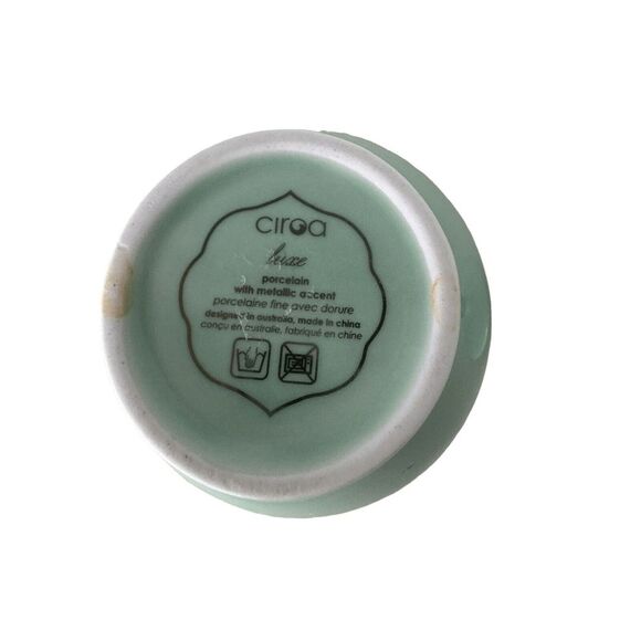 Ciroa Luxe Snowflake Mint Green & Silver Porcelain Sugar Bowl with Lid - Picture 3 of 4